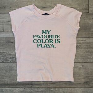 Zara Pink Baby Tee with Green Print